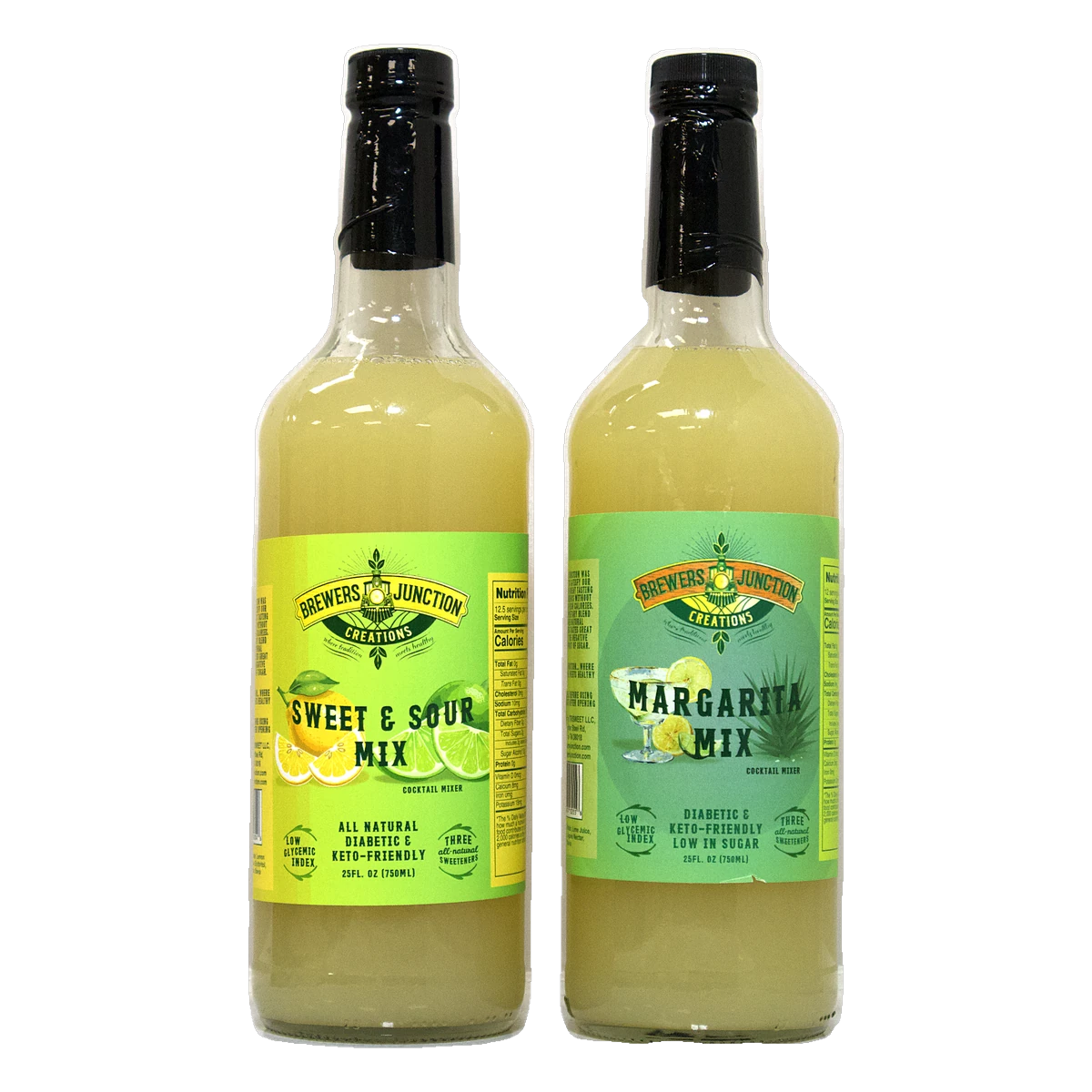Margarita Mix and Sweet & Sour Mix bottles side by side